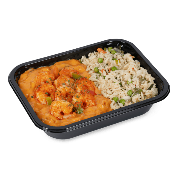 Dagschotel scampi in rode currysaus op Thaise wijze