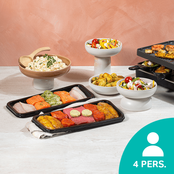 Menu met teppanyaki vlees-vis