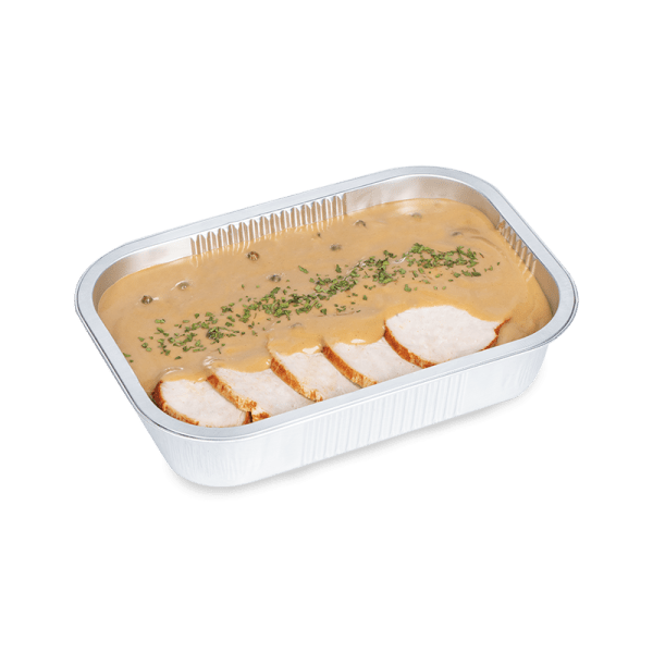 Gebakken varkensfiletgebraad in peperroomsaus